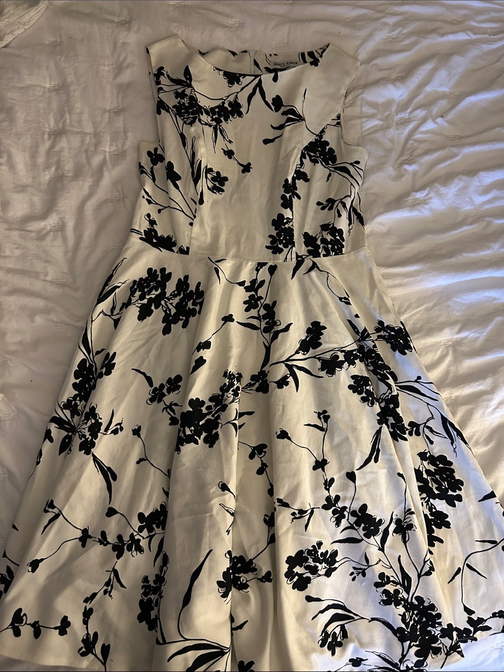 Grace Karin Black and White Floral Fit & Flare Dress